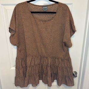 Arula Tan Spotted Frilly Top
